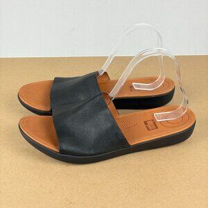 Fitflop Sola Leather Slide Sandals Womens 11 Black Brown Casual Comfort